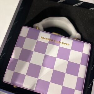 Brandon Blackwood Lavender and White Checkered Trunk.